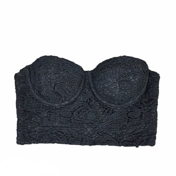 Guess by Marciano Tops - Guess by Marciano Black Lace Corset Bustier Top